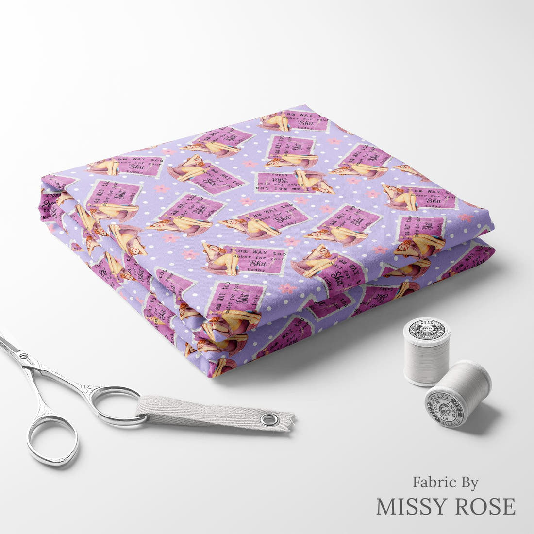 Profanity Fabric 480 folded fabric stack with matching thread - pre-order fabric Australia | Fabric by Missy Rose