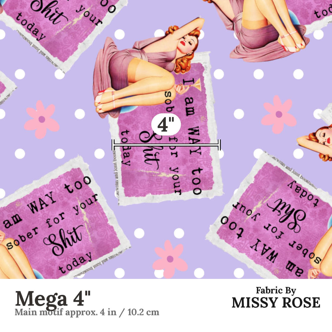 Profanity Fabric 480 Mega 4 inch print scale guide | Fabric by Missy Rose