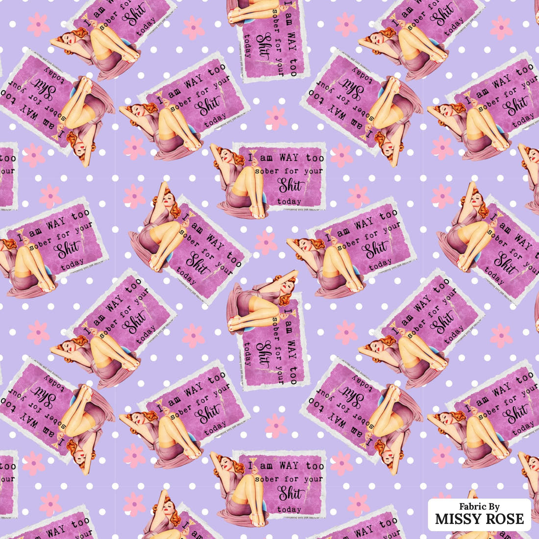 Profanity Fabric 480 - flat view of the print, zoom in for detail | Fabric by Missy Rose