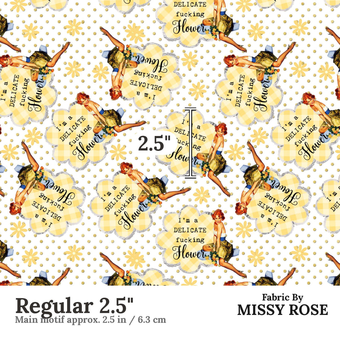Profanity Fabric 482 Regular 2.5 inch print scale guide | Fabric by Missy Rose