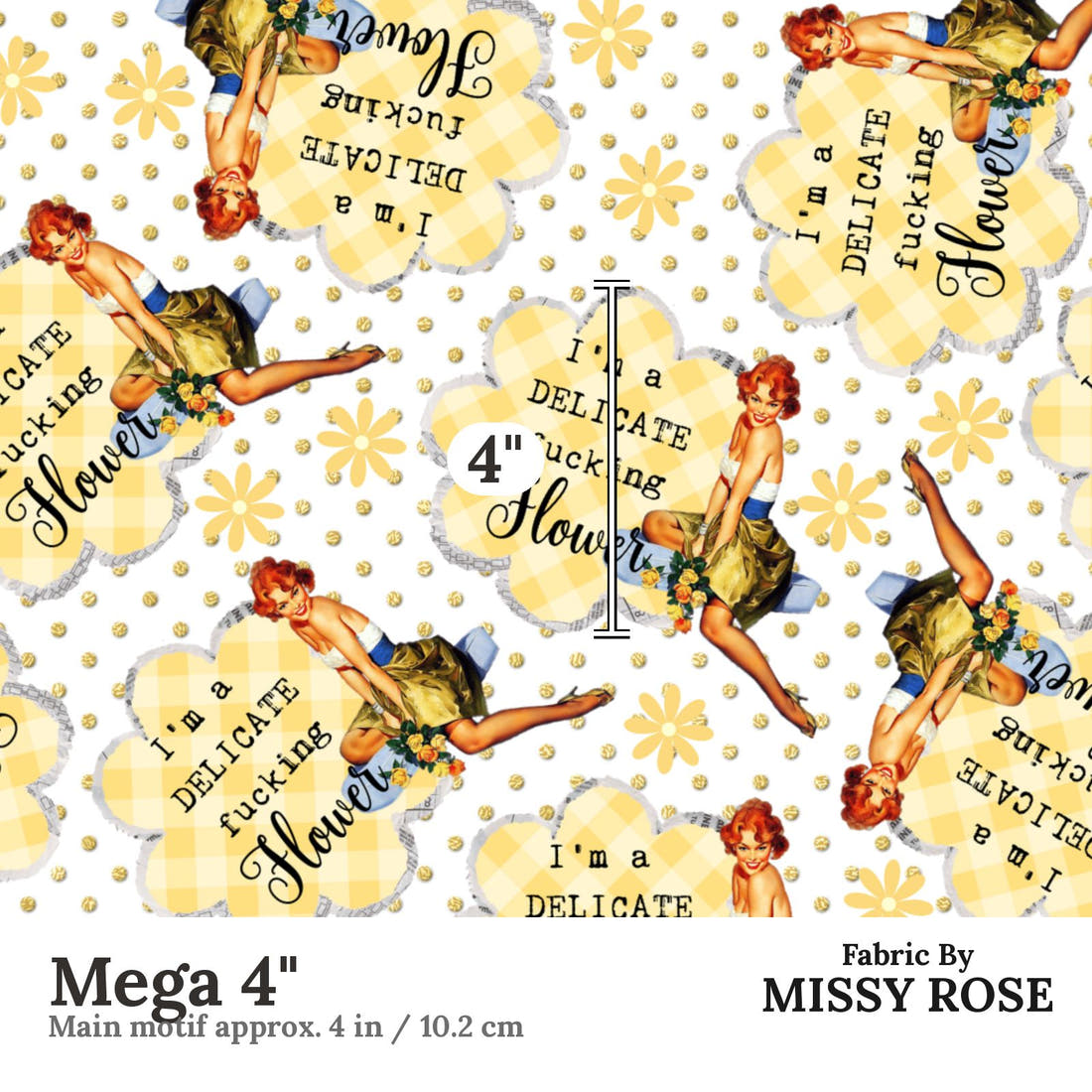 Profanity Fabric 482 Mega 4 inch print scale guide | Fabric by Missy Rose