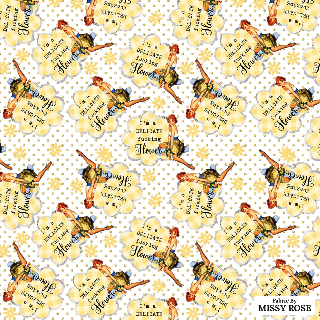 Profanity Fabric 482 - flat view of the print, zoom in for detail | Fabric by Missy Rose