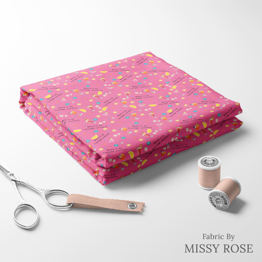 Profanity Fabric 484 folded fabric stack with matching thread - pre-order fabric Australia | Fabric by Missy Rose