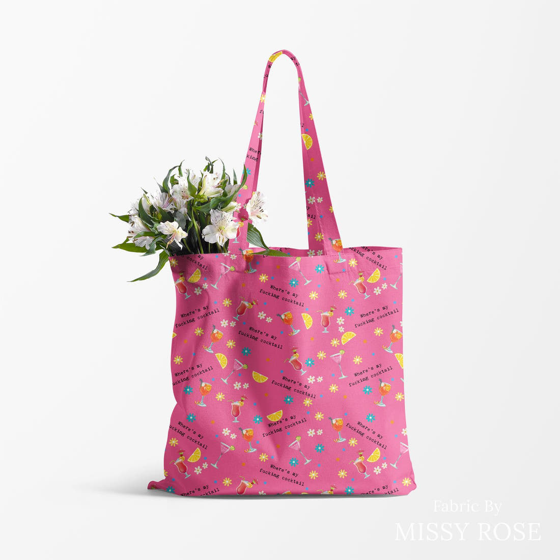 Profanity Fabric 484 made up as a tote bag - see how the print looks made up | Fabric by Missy Rose