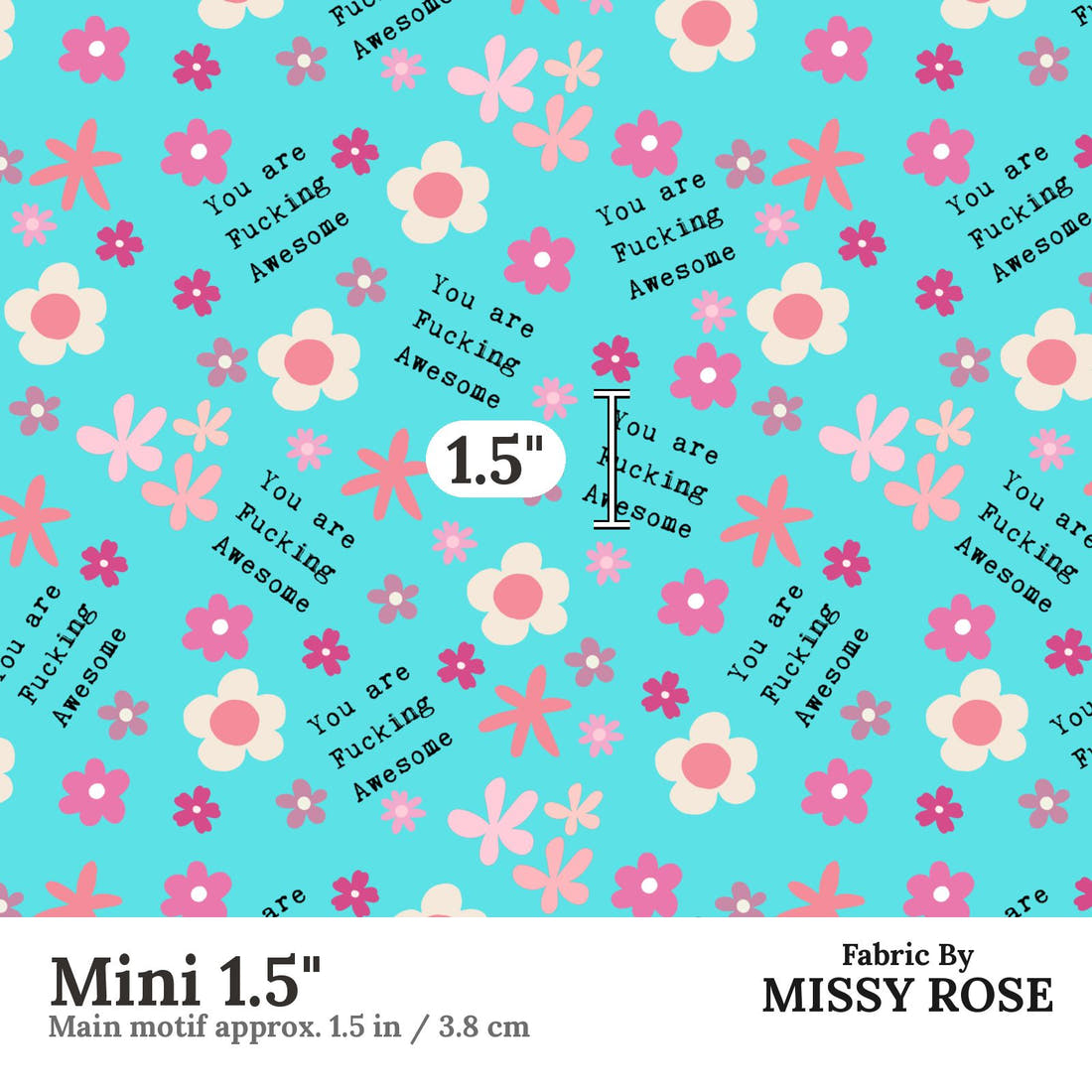 Profanity Fabric 485 Mini 1.5 inch print scale guide | Fabric by Missy Rose