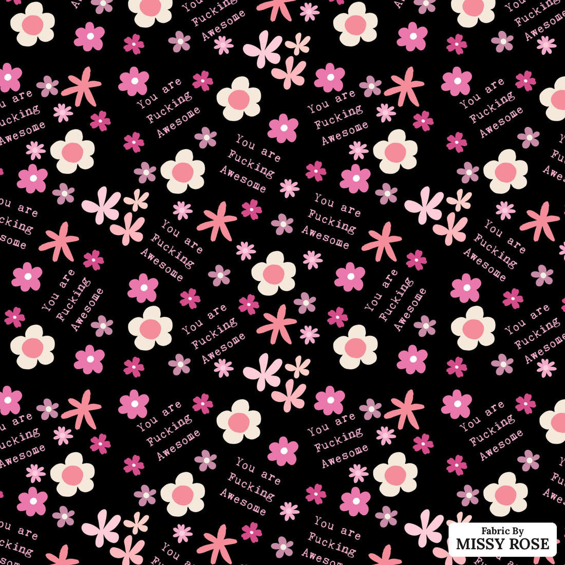 Profanity Fabric 486 - flat view of the print, zoom in for detail | Fabric by Missy Rose