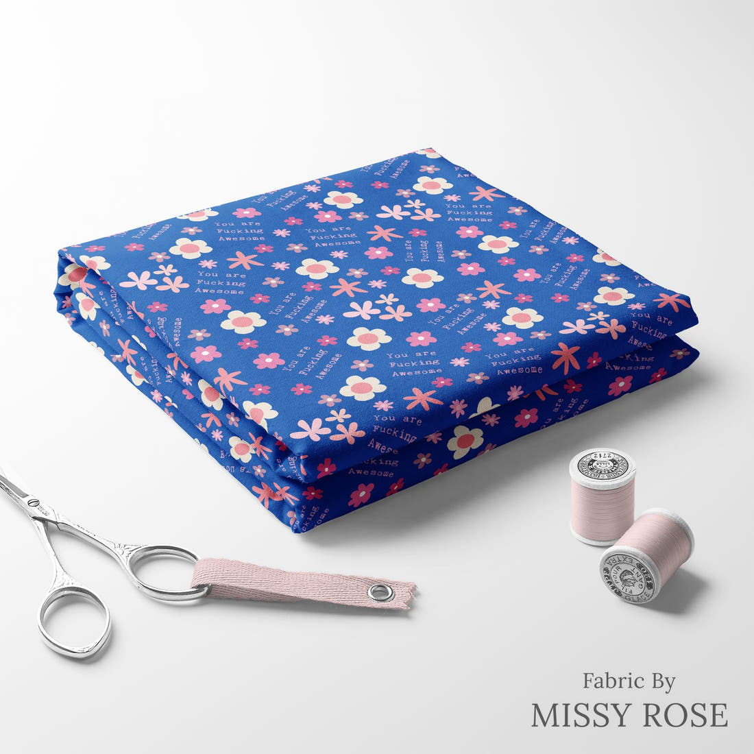 Profanity Fabric 488 folded fabric stack with matching thread - pre-order fabric Australia | Fabric by Missy Rose
