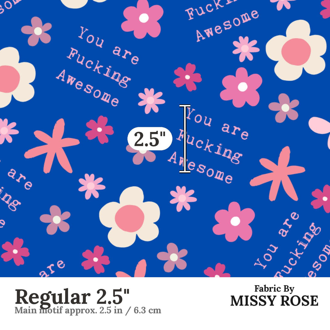 Profanity Fabric 488 Regular 2.5 inch print scale guide | Fabric by Missy Rose