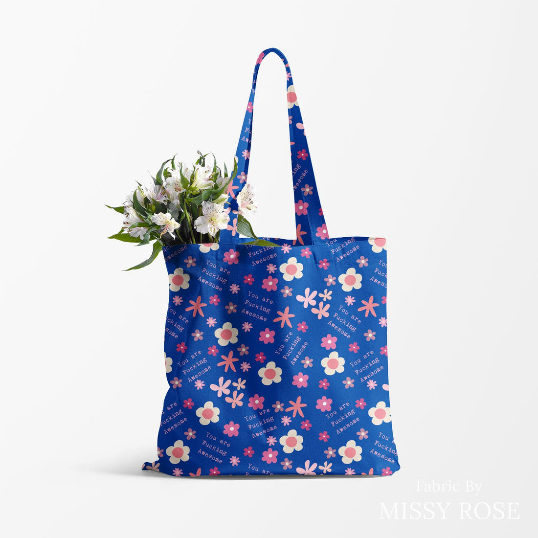Profanity Fabric 488 made up as a tote bag - see how the print looks made up | Fabric by Missy Rose