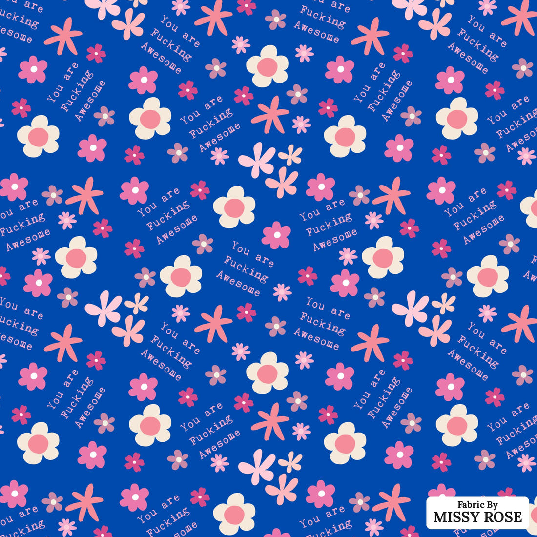 Profanity Fabric 488 - flat view of the print, zoom in for detail | Fabric by Missy Rose