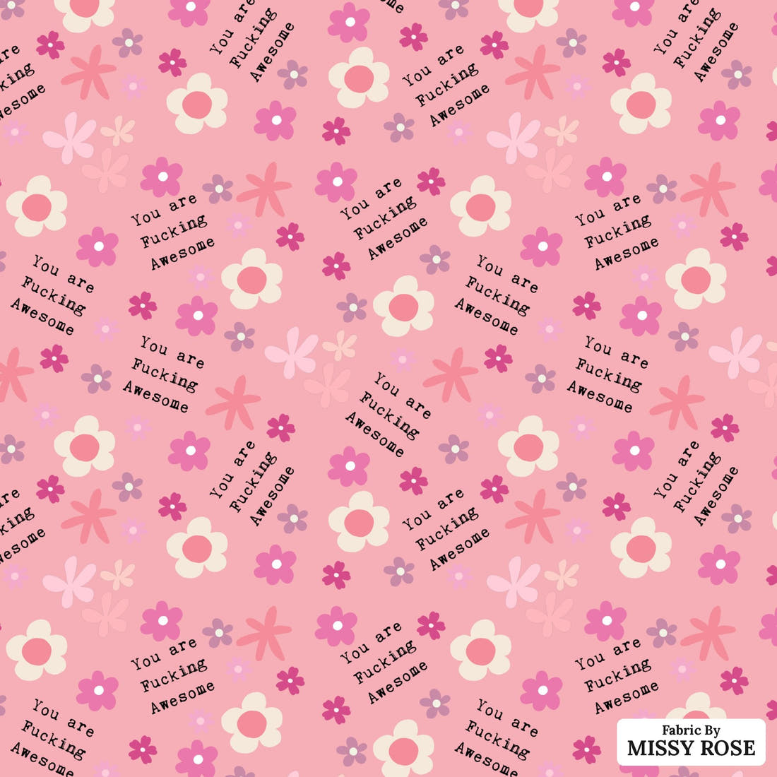 Profanity Fabric 489 - flat view of the print, zoom in for detail | Fabric by Missy Rose