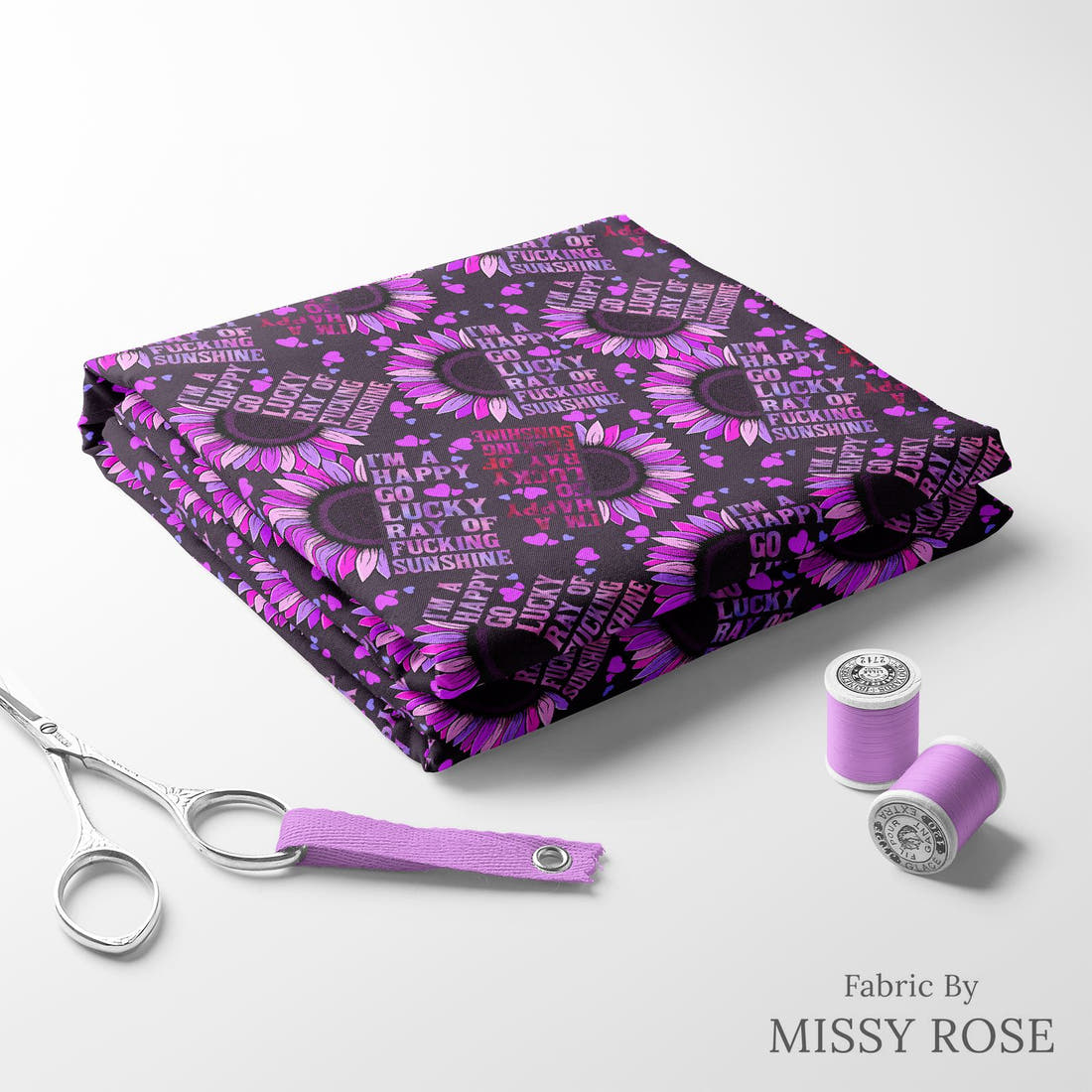 Profanity Fabric 49 folded fabric stack with matching thread - pre-order fabric Australia | Fabric by Missy Rose