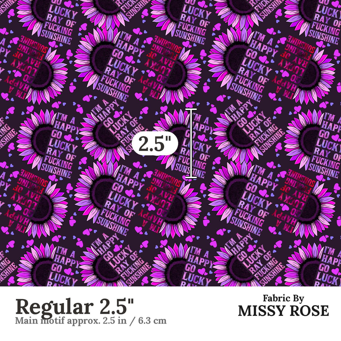 Profanity Fabric 49 Regular 2.5 inch print scale guide | Fabric by Missy Rose