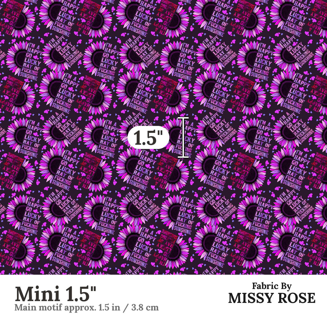 Profanity Fabric 49 Mini 1.5 inch print scale guide | Fabric by Missy Rose