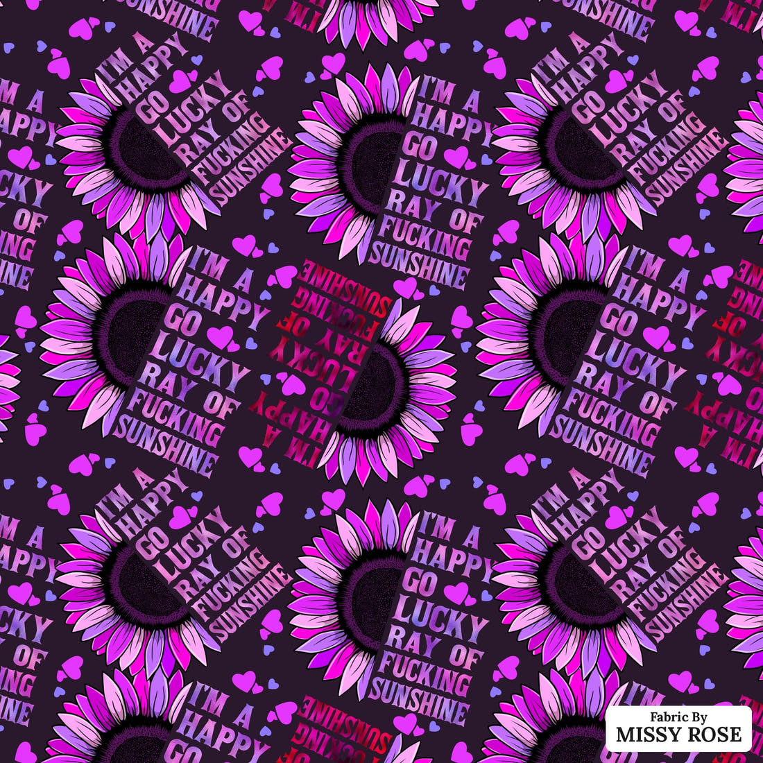 Profanity Fabric 49 - flat view of the print, zoom in for detail | Fabric by Missy Rose