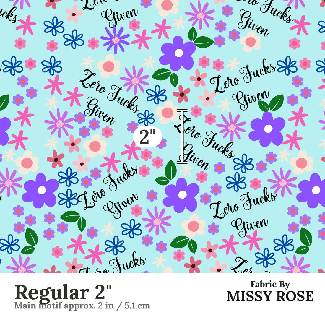 Profanity Fabric 490 Regular 2 inch print scale guide | Fabric by Missy Rose