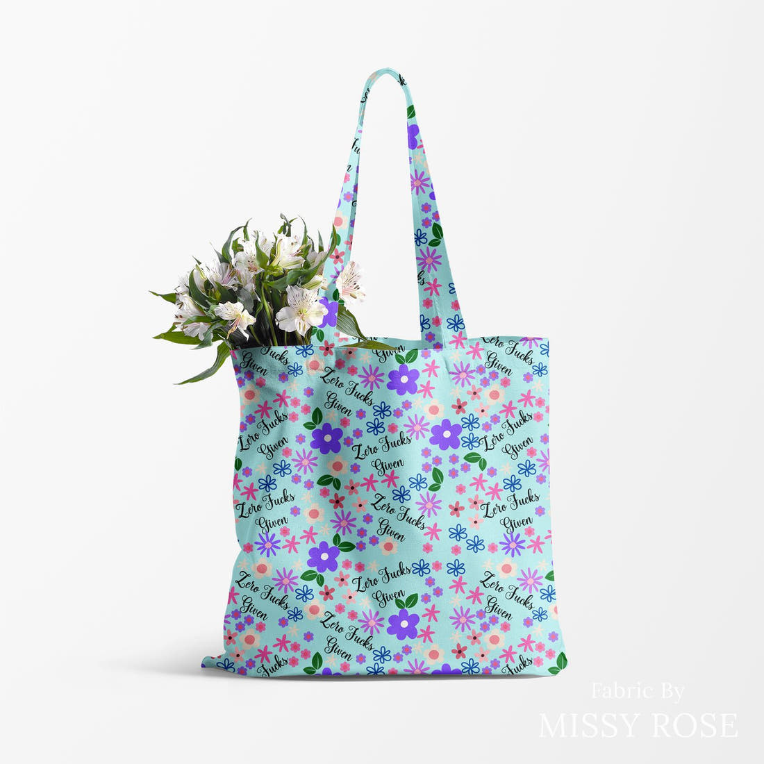 Profanity Fabric 490 made up as a tote bag - see how the print looks made up | Fabric by Missy Rose