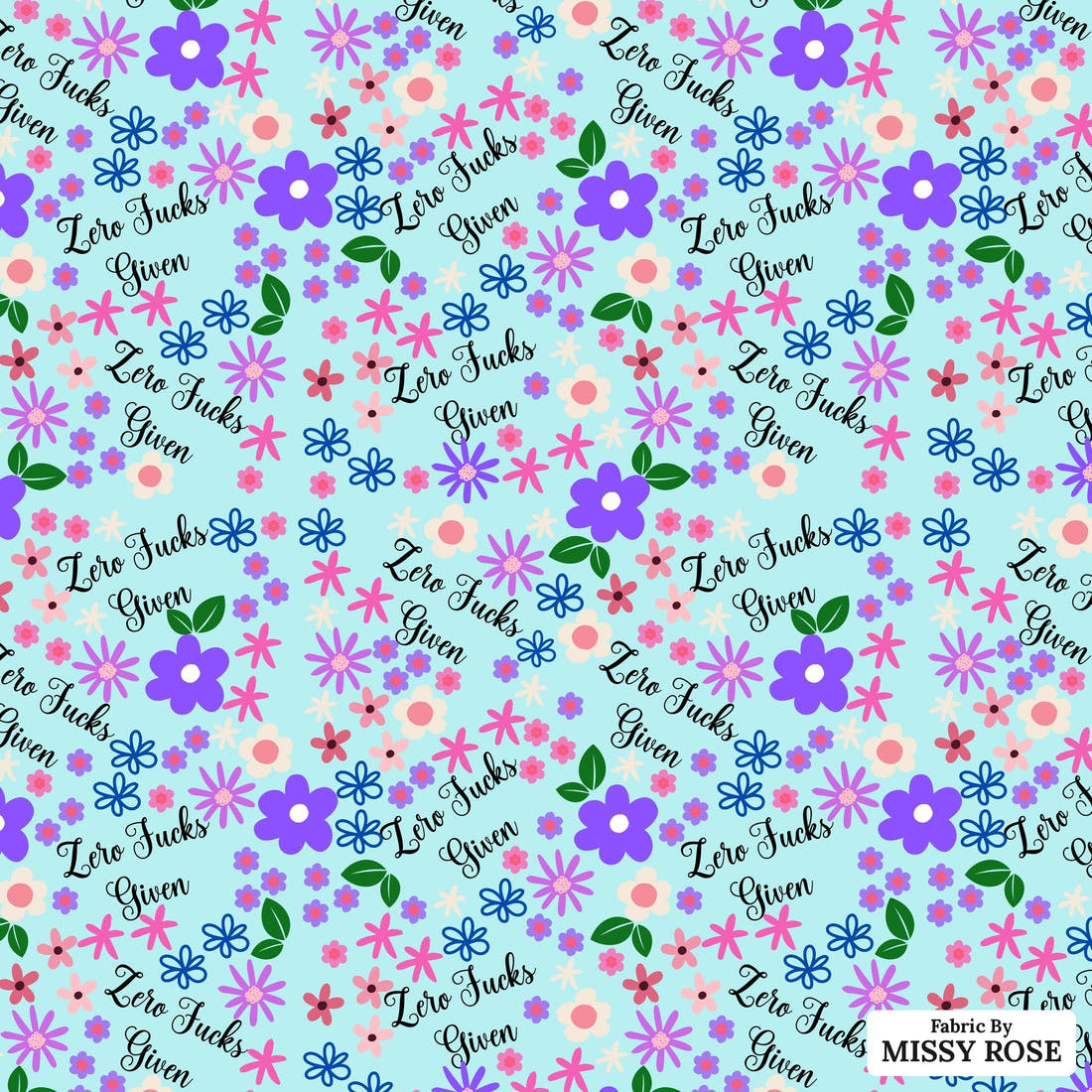 Profanity Fabric 490 - flat view of the print, zoom in for detail | Fabric by Missy Rose