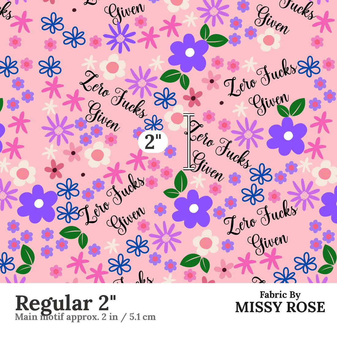 Profanity Fabric 491 Regular 2 inch print scale guide | Fabric by Missy Rose