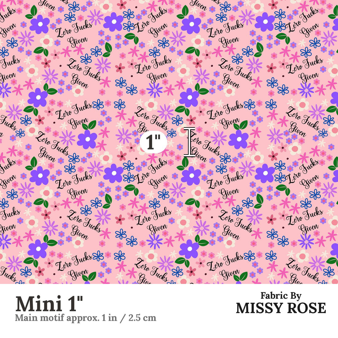 Profanity Fabric 491 Mini 1 inch print scale guide | Fabric by Missy Rose