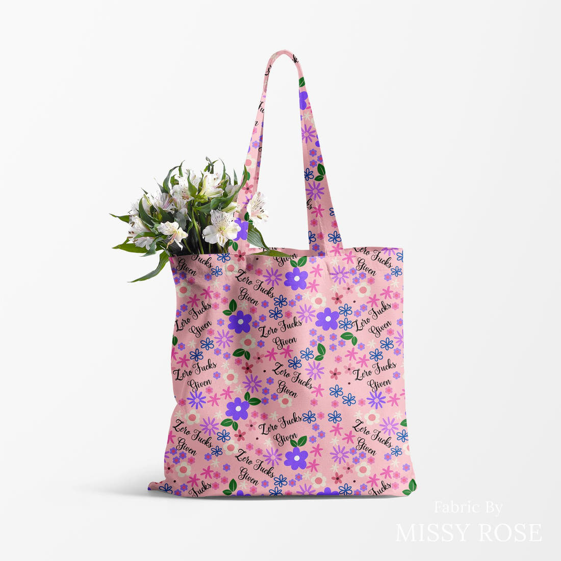 Profanity Fabric 491 made up as a tote bag - see how the print looks made up | Fabric by Missy Rose