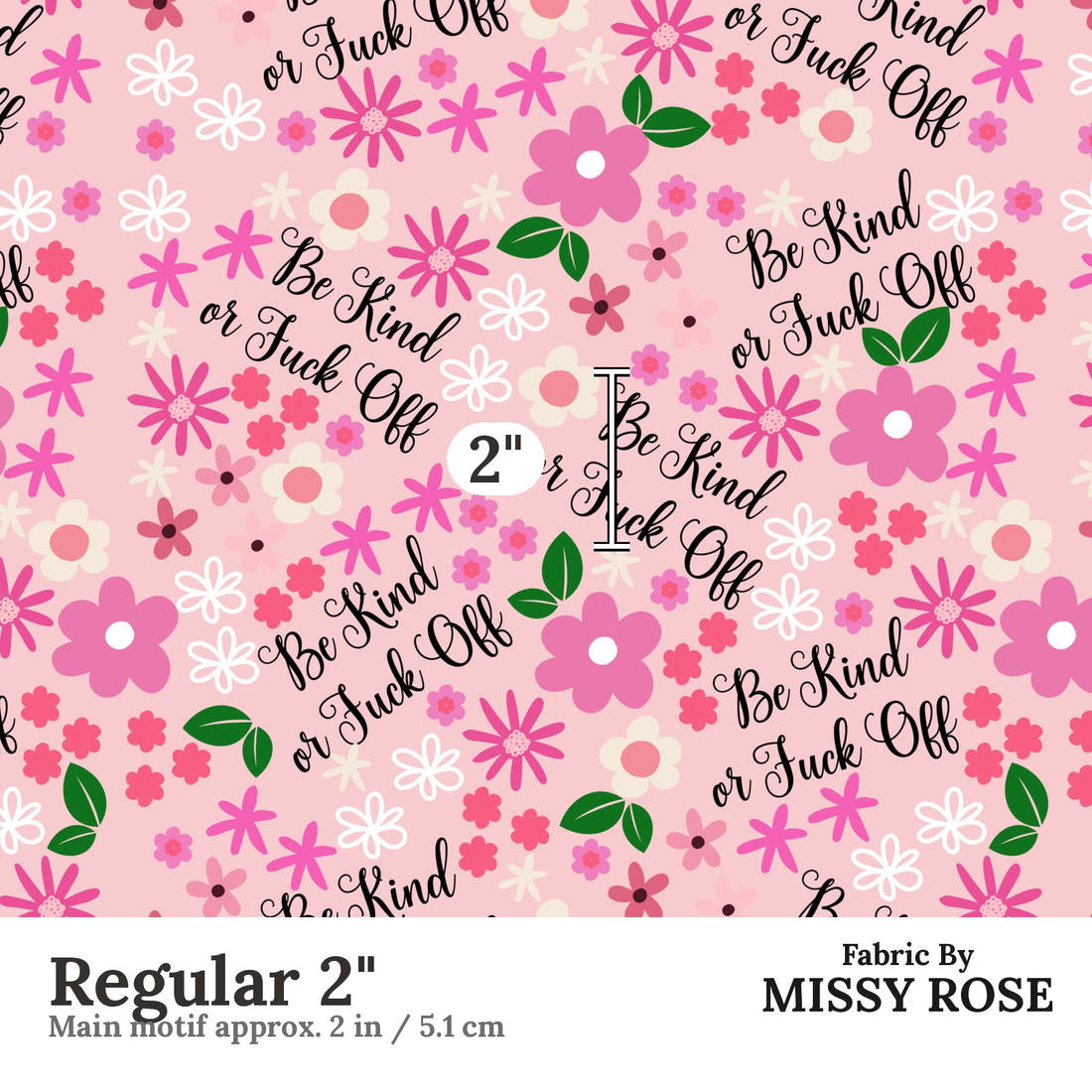 Profanity Fabric 492 Regular 2 inch print scale guide | Fabric by Missy Rose
