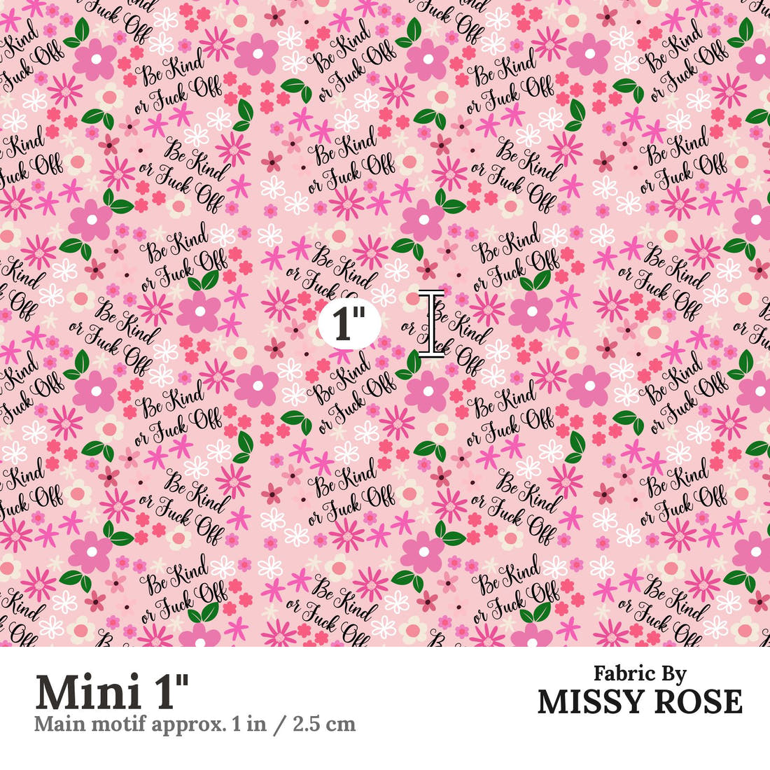 Profanity Fabric 492 Mini 1 inch print scale guide | Fabric by Missy Rose