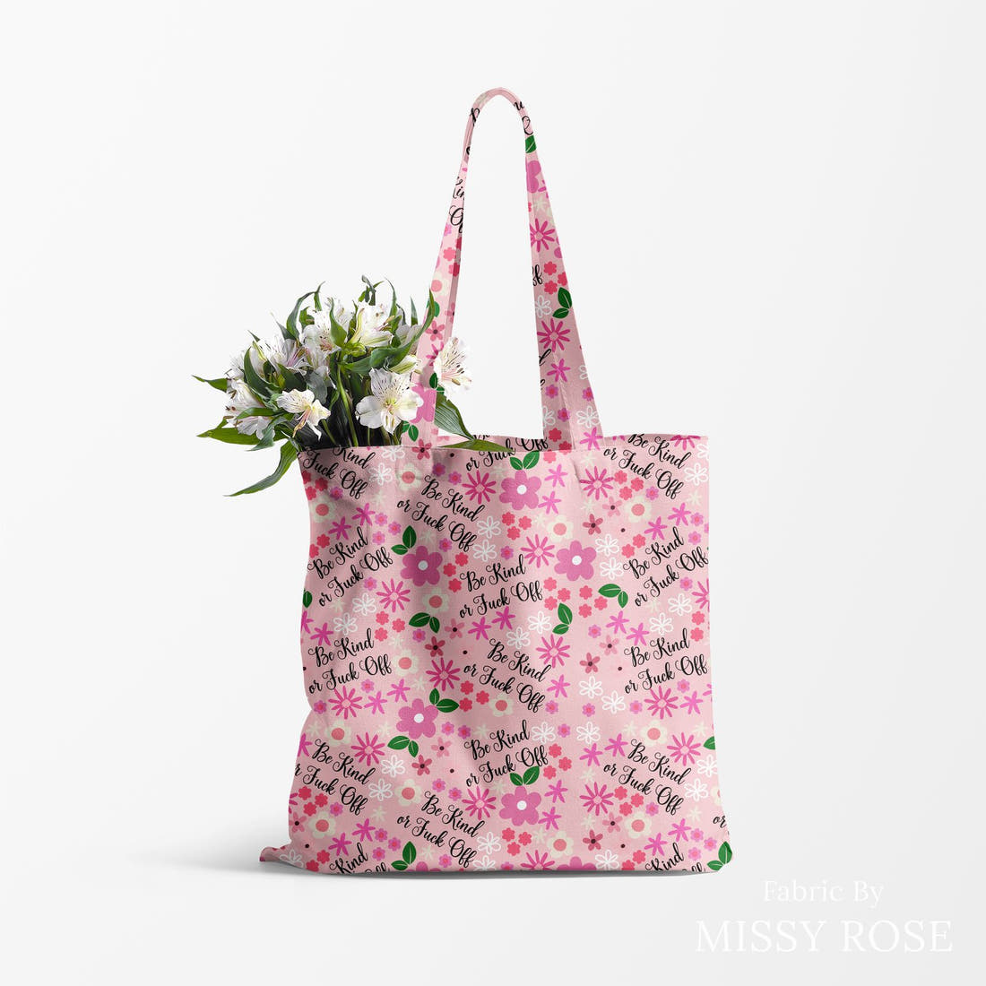 Profanity Fabric 492 made up as a tote bag - see how the print looks made up | Fabric by Missy Rose