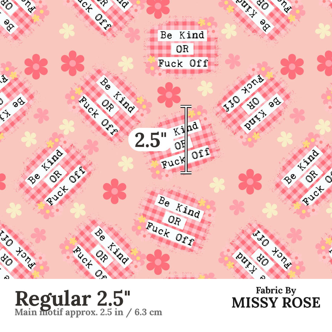 Profanity Fabric 493 Regular 2.5 inch print scale guide | Fabric by Missy Rose
