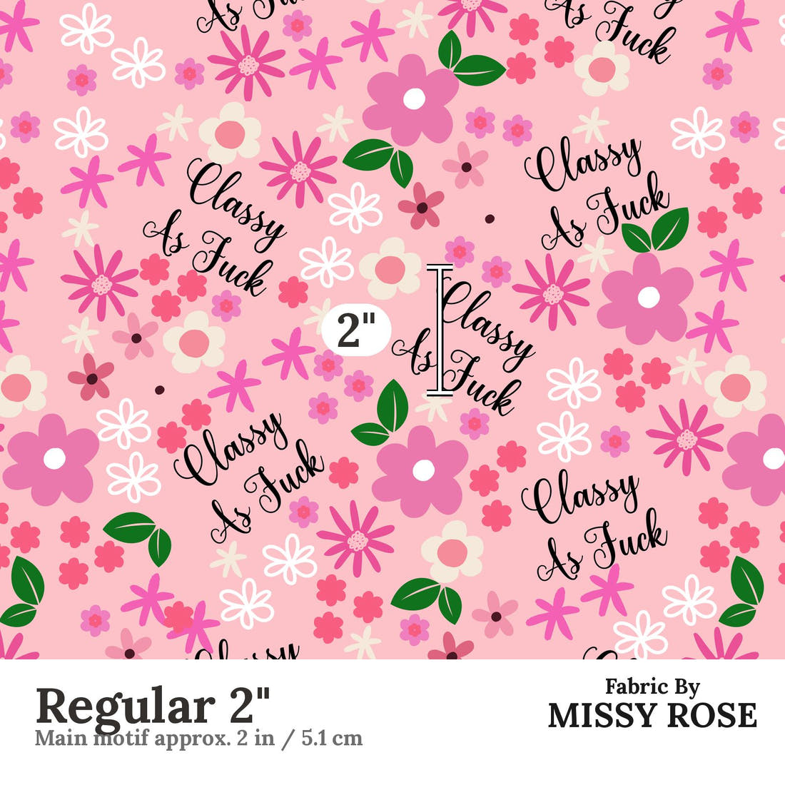 Profanity Fabric 494 Regular 2 inch print scale guide | Fabric by Missy Rose