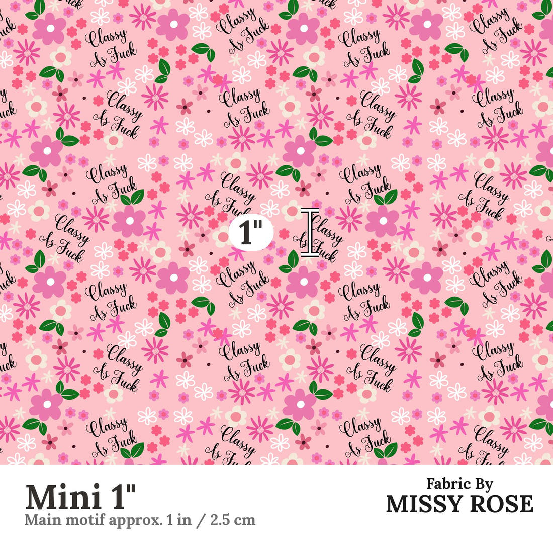 Profanity Fabric 494 Mini 1 inch print scale guide | Fabric by Missy Rose