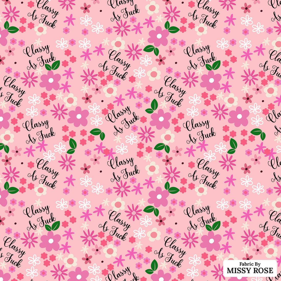 Profanity Fabric 494 - flat view of the print, zoom in for detail | Fabric by Missy Rose