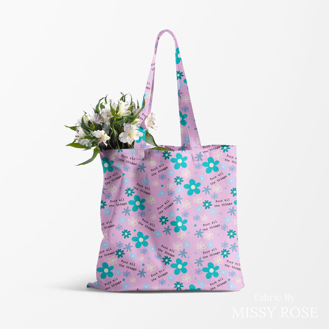 Profanity Fabric 495 made up as a tote bag - see how the print looks made up | Fabric by Missy Rose