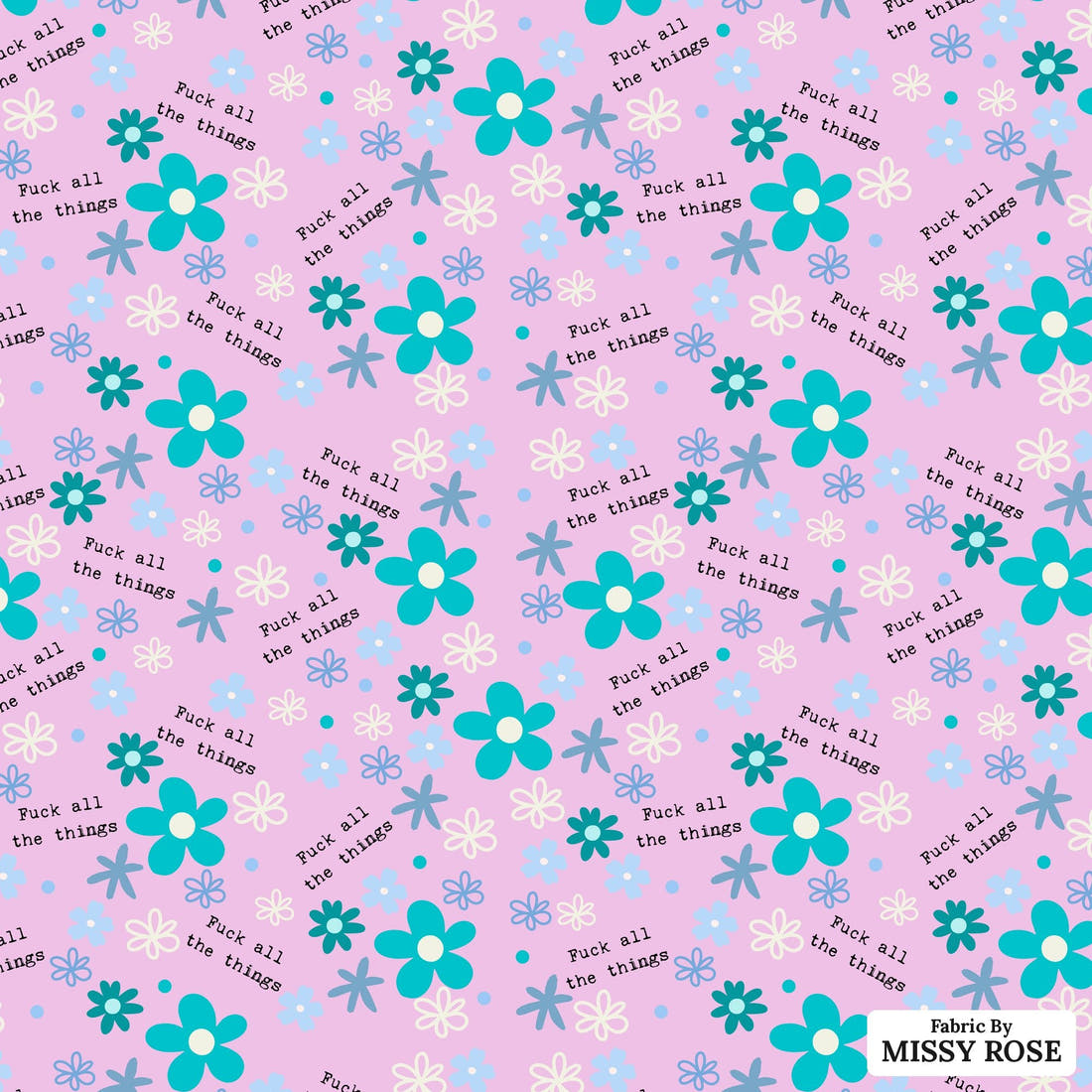 Profanity Fabric 495 - flat view of the print, zoom in for detail | Fabric by Missy Rose
