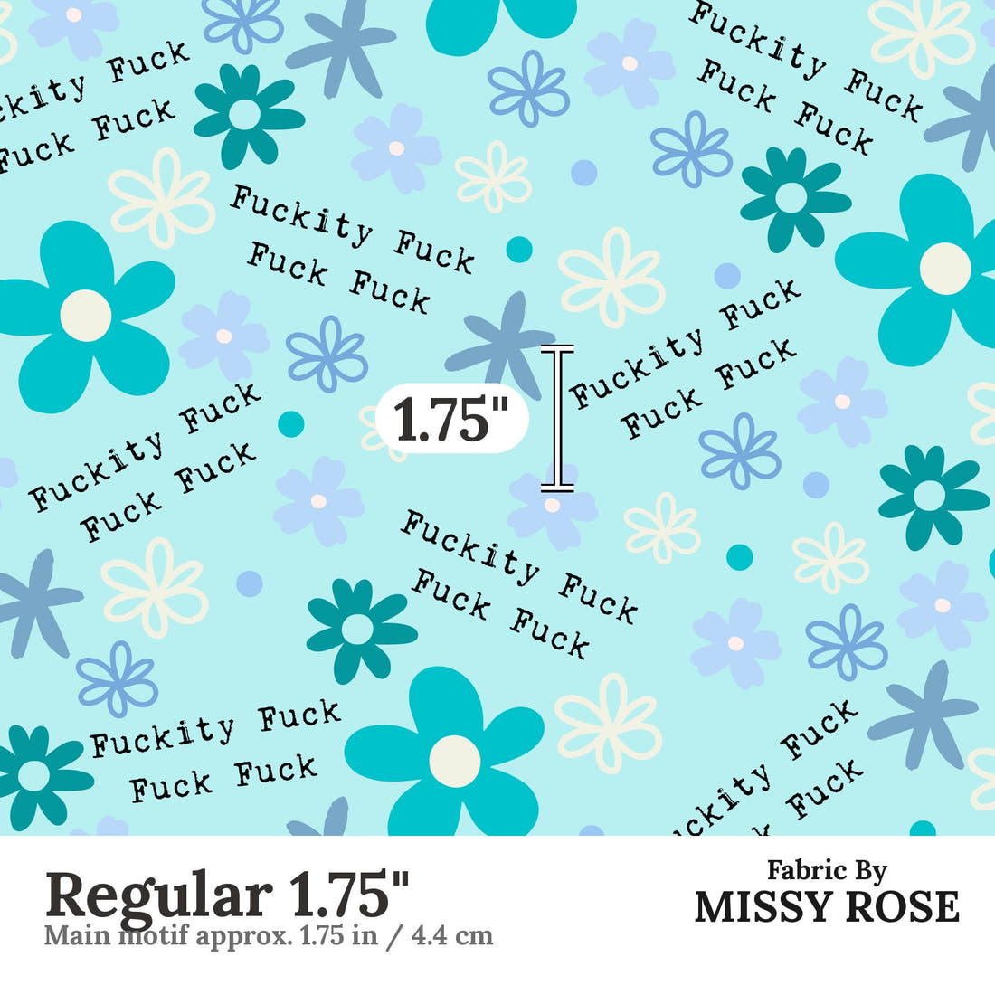 Profanity Fabric 496 Regular 1.75 inch print scale guide | Fabric by Missy Rose