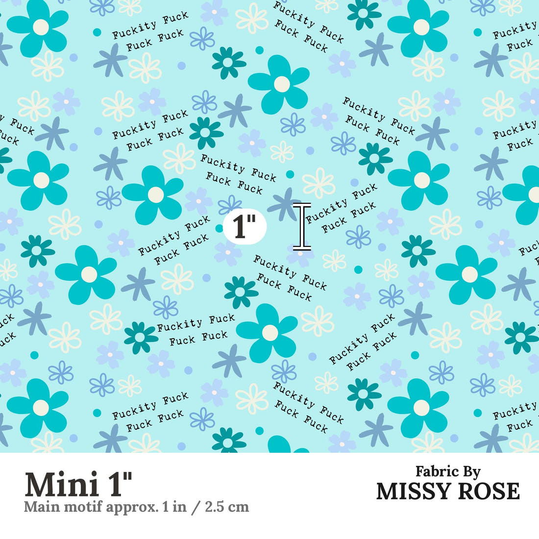 Profanity Fabric 496 Mini 1 inch print scale guide | Fabric by Missy Rose