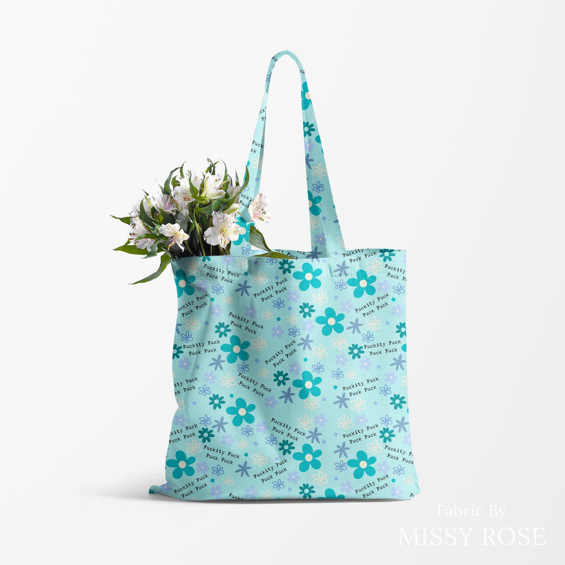 Profanity Fabric 496 made up as a tote bag - see how the print looks made up | Fabric by Missy Rose