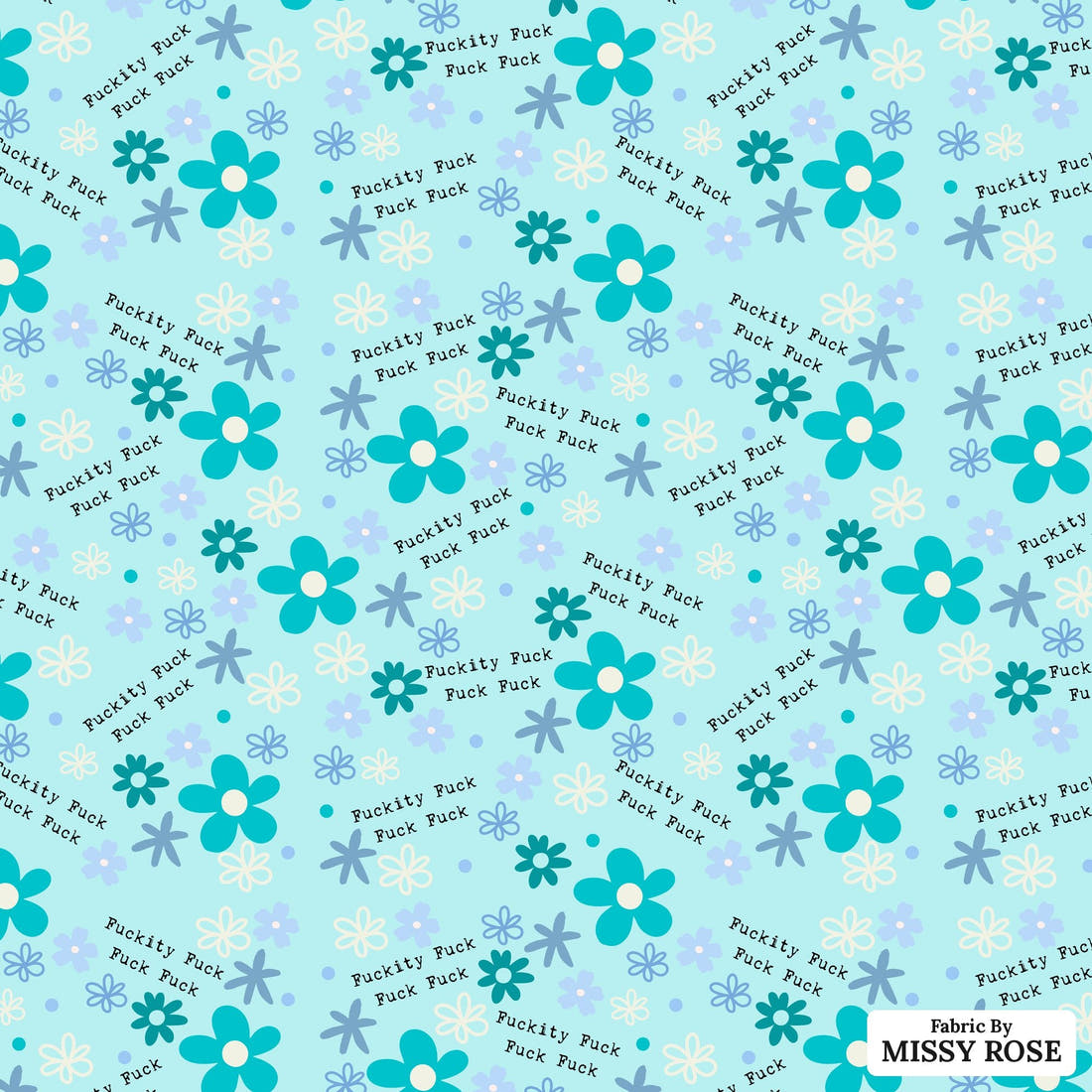 Profanity Fabric 496 - flat view of the print, zoom in for detail | Fabric by Missy Rose