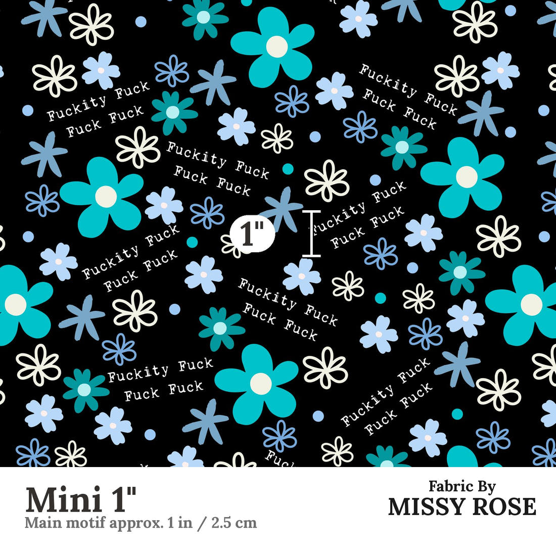 Profanity Fabric 497 Mini 1 inch print scale guide | Fabric by Missy Rose