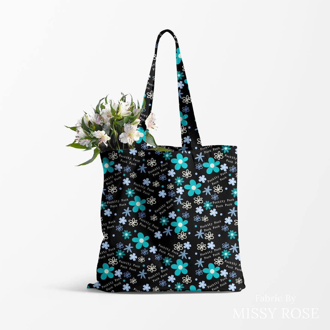Profanity Fabric 497 made up as a tote bag - see how the print looks made up | Fabric by Missy Rose