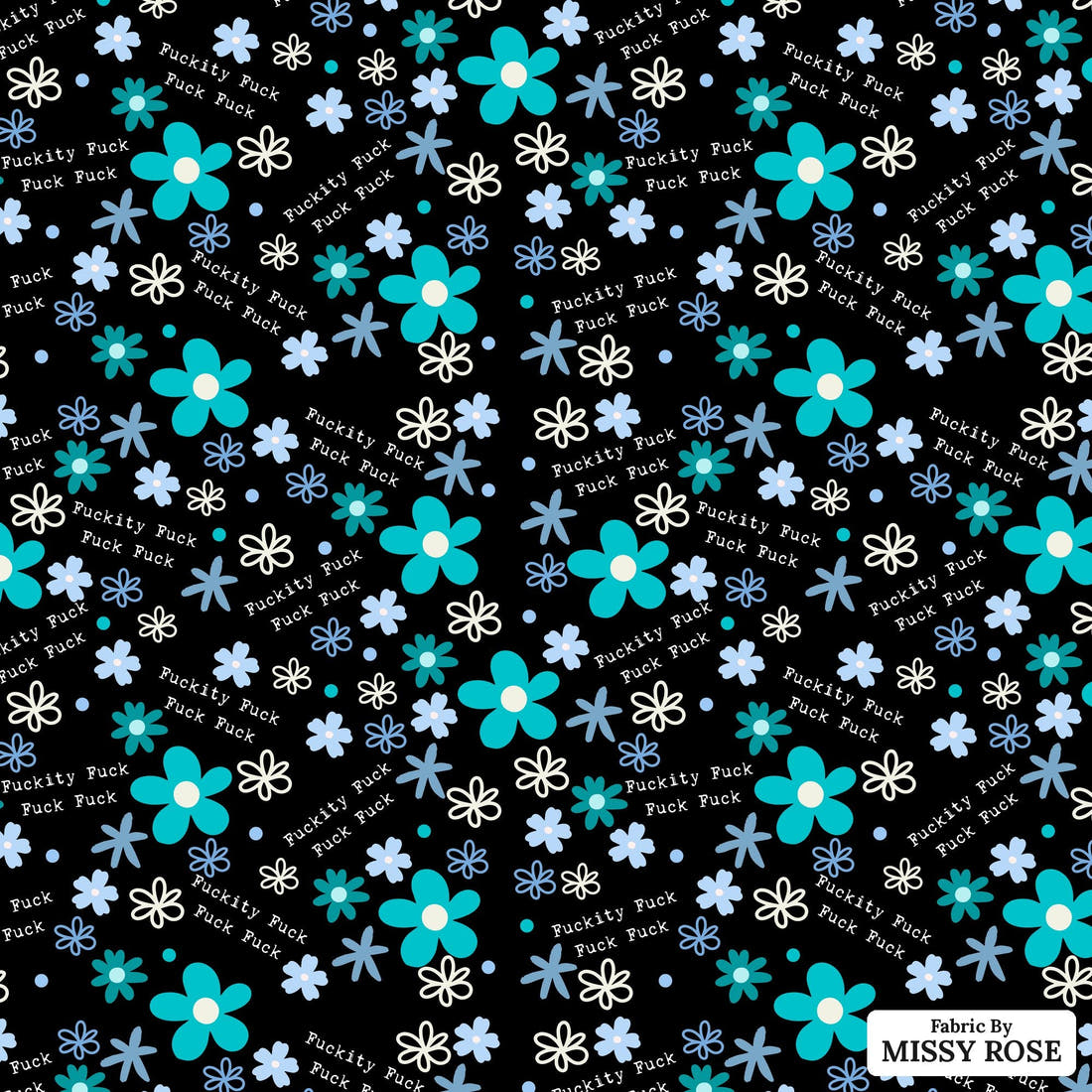 Profanity Fabric 497 - flat view of the print, zoom in for detail | Fabric by Missy Rose