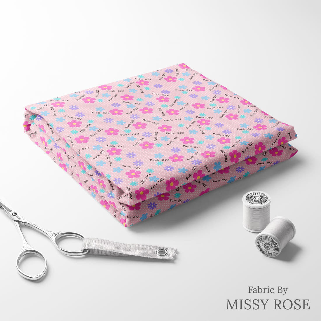 Profanity Fabric 499 folded fabric stack with matching thread - pre-order fabric Australia | Fabric by Missy Rose