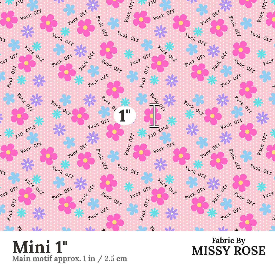 Profanity Fabric 499 Mini 1 inch print scale guide | Fabric by Missy Rose