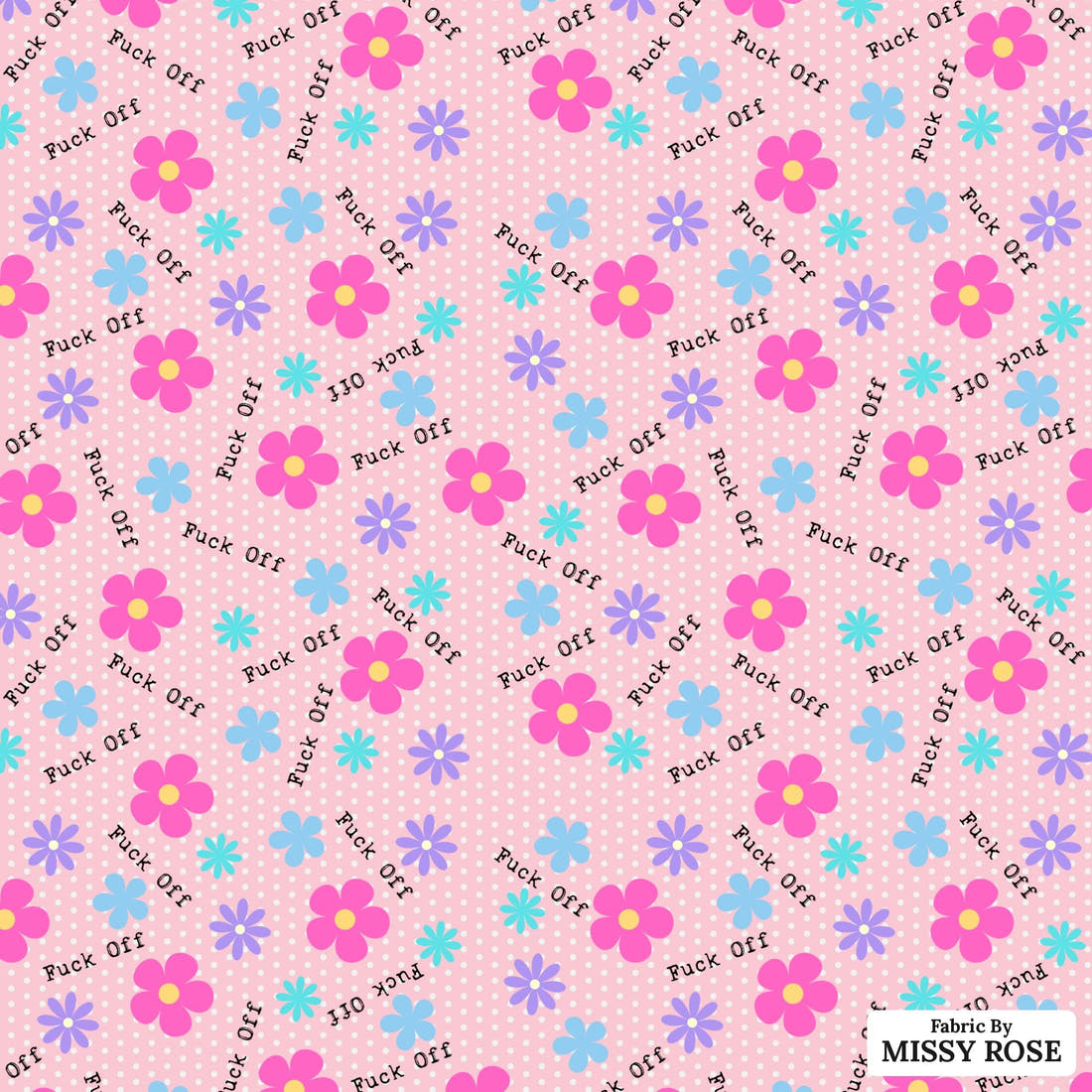 Profanity Fabric 499 - flat view of the print, zoom in for detail | Fabric by Missy Rose