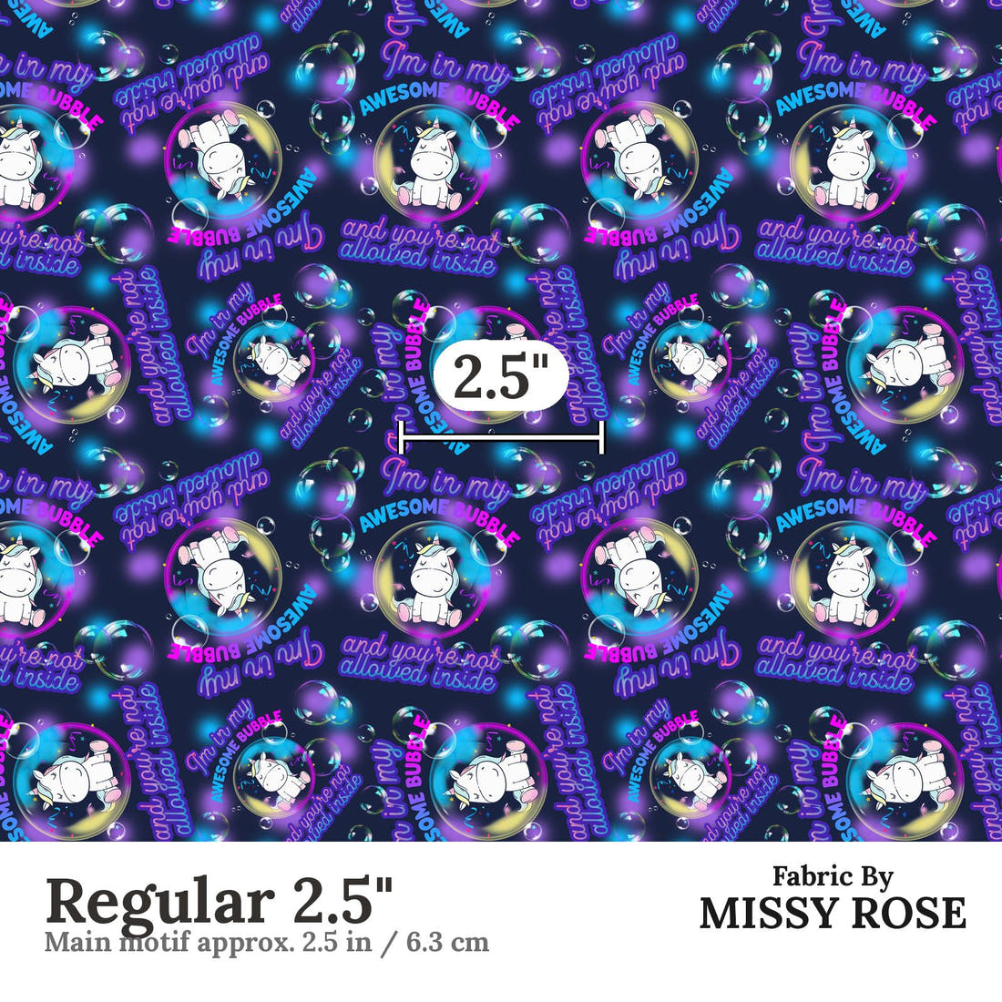 Profanity Fabric 05 Regular 2.5 inch print scale guide | Fabric by Missy Rose