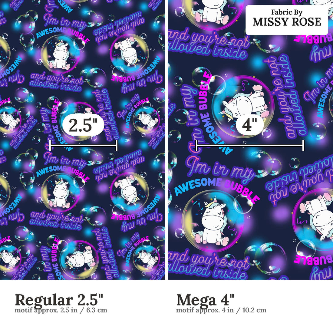 Profanity Fabric 05 Regular 2.5 inch vs Mega 4 inch print scale side by side | Fabric by Missy Rose
