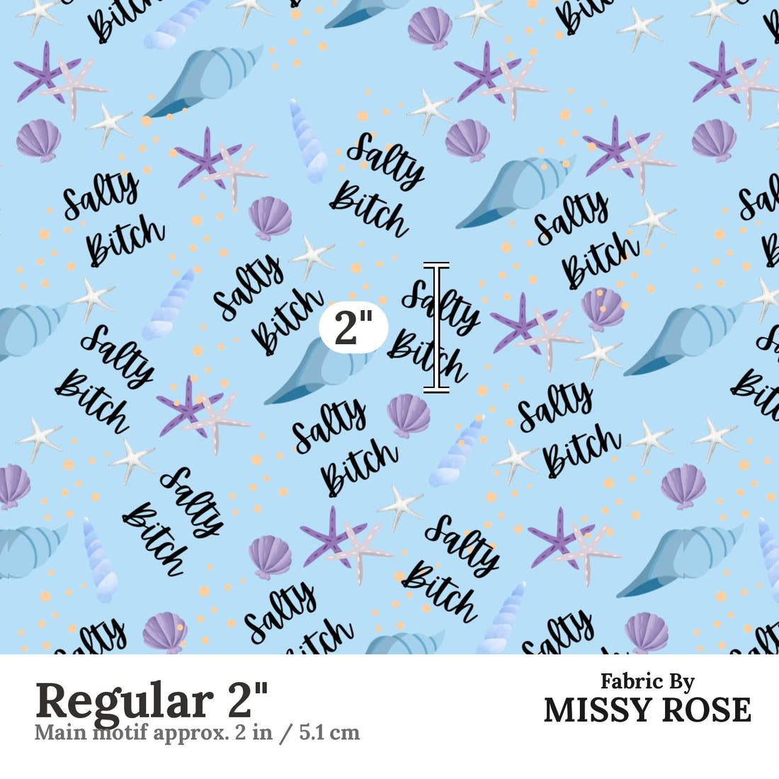 Profanity Fabric 501 Regular 2 inch print scale guide | Fabric by Missy Rose