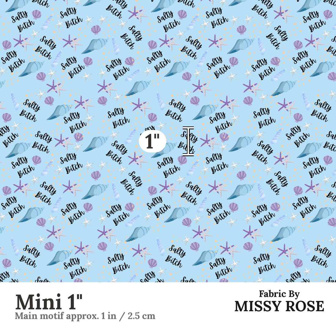 Profanity Fabric 501 Mini 1 inch print scale guide | Fabric by Missy Rose