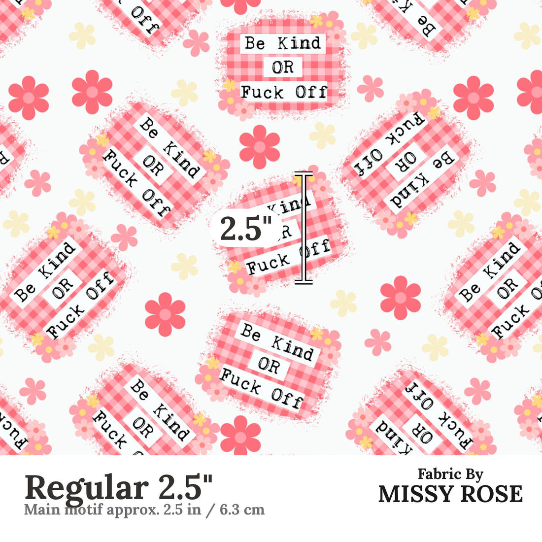 Profanity Fabric 503 Regular 2.5 inch print scale guide | Fabric by Missy Rose