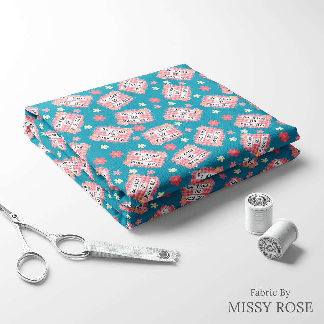 Profanity Fabric 504 folded fabric stack with matching thread - pre-order fabric Australia | Fabric by Missy Rose